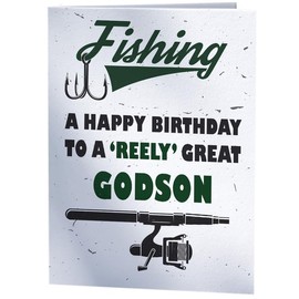 Joke Funny Fishing Birthday Card for Godson