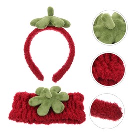 Healeved 2pcs Strawberry Hair Band Cute Facial Hairband for Washing Face Comfortable Wristbands for All Hair for Skincare Yoga Sessions