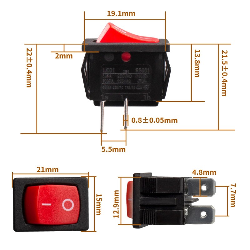 8 Amps 4 Pin On/Off Rocker Switch for Shop Vac