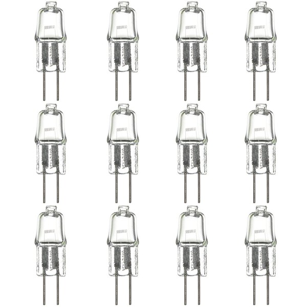 Sunlite Series Q10/CL/G4/12V/12PK Halogen 10W 12V Q10 Single Ended Capsule Light Bulbs, Clear Finish, 3200K Bright White Bi-Pin (G4) Base, 12 Pack