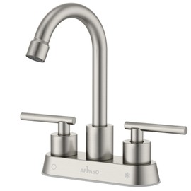 APPASO Bar Sink Faucet 4 Inch Centerset, 2 Hole Bar Faucets with Dual Lever Handles, Small Kitchen Sink Faucet Stainless Steel for Wet Bar Kitchen Bathroom Laundry Garden, Spot Resist Brushed Nickel