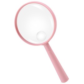 Feosky Handheld Reading Magnifier, 10X 30X Magnifier, 75mm Shatterproof Lens, Rubbery with Non-Slip Soft Handle for Seniors Reading and Kids Nature Exploration, Insect and Hobby Observation (All Pink