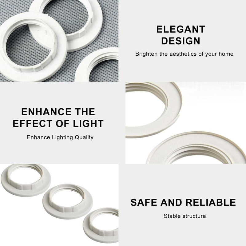 4PCS E14 Lampshade Reducer Rings - 26.5mm Plastic Screw Collar