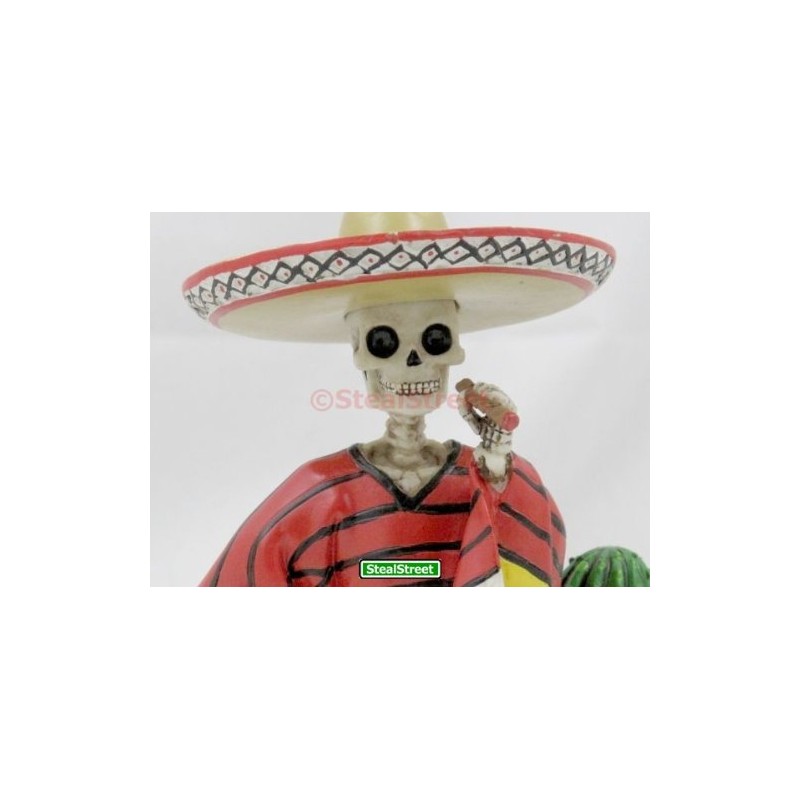 Dod Bandito Mexican Bandit with Cigar Skeleton Outlaw Sculpture