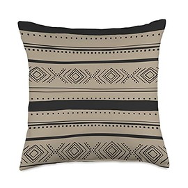 Abstract Lines Pattern in Black on Brown AEY534 Throw Pillow