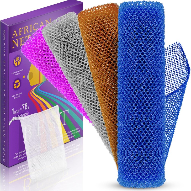 4 Pieces African Bath Sponge African Net Long Net Bath