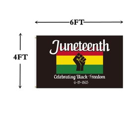 Masquita Juneteenth Flag 4x6FT June 19th 1865 Independence Day Freedom African Black History Flag Indoor Outdoor Vivid Color Double-Stitched Edges and Flags with 2 Brass Grommets. (4x6)