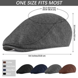 KUTTOR 4 Pieces Newsboy Men's Hat Newsboy Cap Flat Cap Soft Stretch fit Men Cap Cabbie Hunting Cap lvy Hat for Men Outdoor