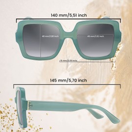 SQUAD Sunglasses for Women Square Size Large Glasses Fashion Elegant with Glasses Case 100% UV400 Protection, 3eb134c3 Azul Claro Lente