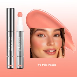 Liquid Blush for cheeks, High Pigment Buildable Long Lasting Blush Cream for radiant flushed cheeks, Natural Dewy Finish (#2 Pale peach, 1 PC)