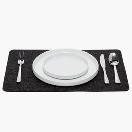 Graf Lantz - Merino Wool Rectangle Placemat - Charcoal (12" H x 18" W) - 3mm Merino Wool Felt Table Mat - Moisture Wicking - Odor, Stain, Heat & Dirt Resistant - Luxury Home Decor - Made in The USA