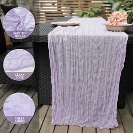 Le courant Lilac Cheesecloth Spring Easter Table Runner Boho Rustic Gauze 10FT Cheese Cloth Runner for Wedding Party Baby Shower Birthday First Communion Centerpiece Engagement Home Decor