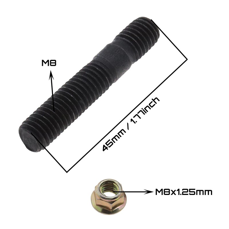 eMagTech 8 Sets Exhaust Manifold Stud Bolt Kit M8x45mm Compatible