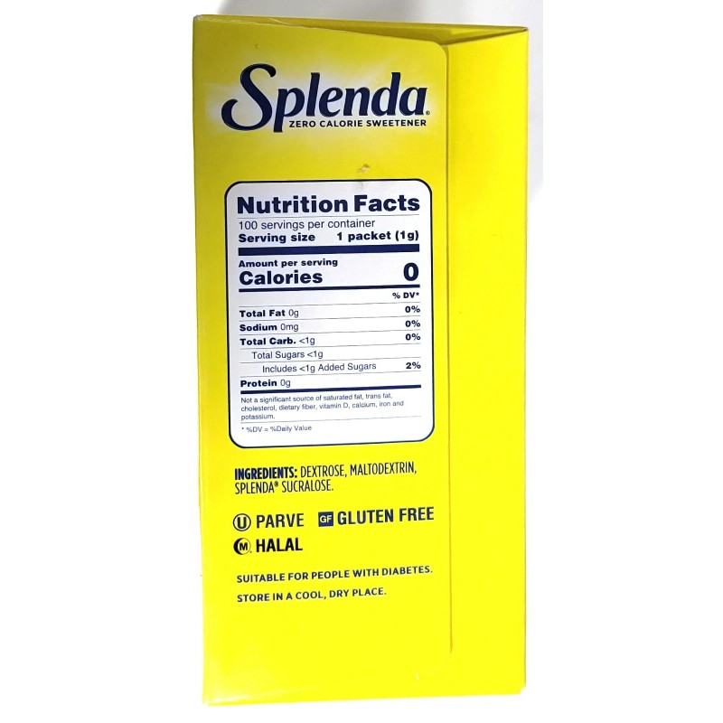 Splenda Zero Calorie Sweetener Packets, 100-count Packages (Pack of 2)