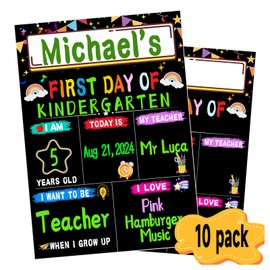 First & Last Day of School Board - 10pack Back to School Sign - Double Sided 1st Day of Kindergarten Preschool Chalkboard Photo Prop, Back to School Gifts for Kids Girls Boys - 8 X 11
