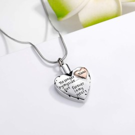RIMZVIUX Heart Urn Necklace for Ashes Stainless Steel Cremation Jewelry for Ashes Pendant Nana Women Men Boy Girl (Nana) …