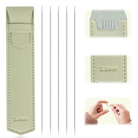 Set of 5 Stainless Steel Sock Needles Set 2 mm 15 cm Length with Green Storage Bag Small PVC Leather Knitting Needles Circular Knitting Needle 2 mm Double Pointed Knitting Needles for Socks Gloves