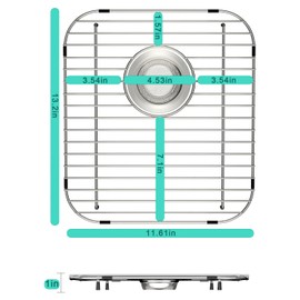 SANNO Kitchen Sink Grates Bottom Grid, Sink Bottom Grid for Kitchen, Metal Sink Grate with Rear Hole Stainless Steel Sink Protector Grid for Kitchen 13" L x 11.6" W