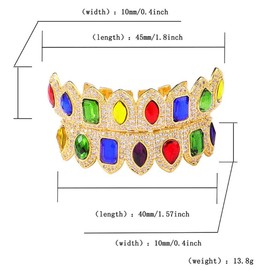 Psivika Iced Out Diamond Teeth Grillz for Men Women, Hip Hop Grills for Your Teeth Top and Bottom, Rapper Costume Cosplay Teeth Jewelry and Accessories (178-Gold)