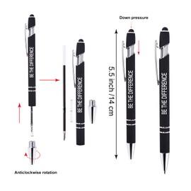 Actsun Funny Pens - 12 Pack Fine Point Smooth Writing Pens with Inspirational Tips, Black Ink, Touch Stylus Screens, Motivational Gift for Office & Desk Accessories