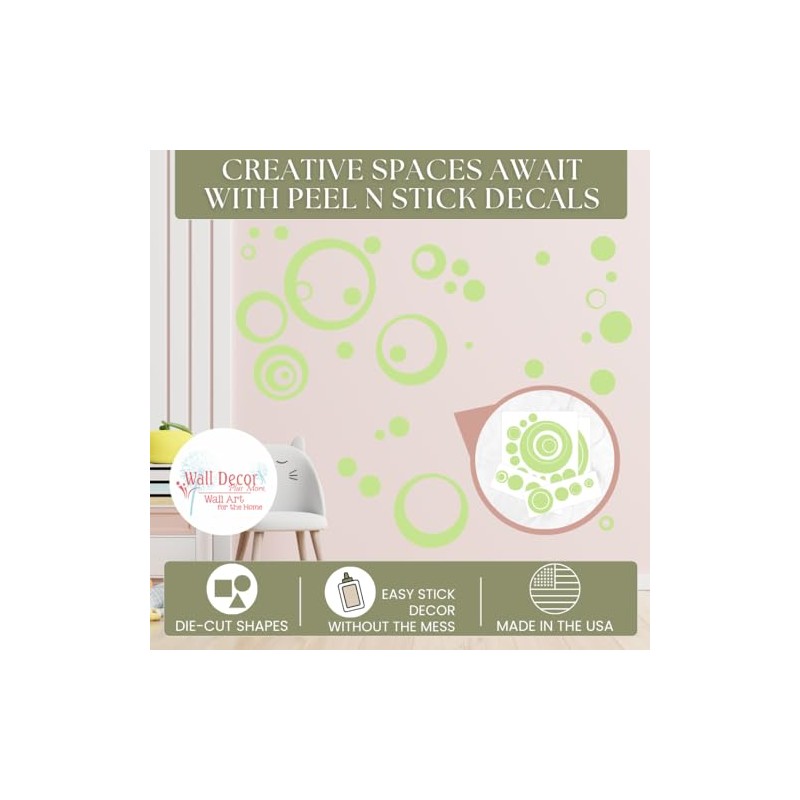 Key Lime Green Wall Vinyl Sticker Decal Circles, Bubbles, Dots