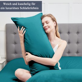 Vielit Side Sleeper Pillow Cover 40 x 145 cm, Set of 2 Cushion Covers, Side Sleeper Pillowcase, Soft Cushion Covers, with OEKO-TEX Certificate, Petrol