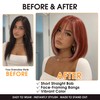 Copper White Bob Wig with Bangs, Short Straight Synthetic Wig