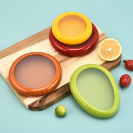 Contenedores de Almacenamiento de Frutas y Verduras Reutilizables de Silicona,2026 Nuevo Juego de 4 Cajas de Almacenamiento Refrigeradas, para Guardar Cebolla, Tomate, Limón y Aguacate (4PCS1)