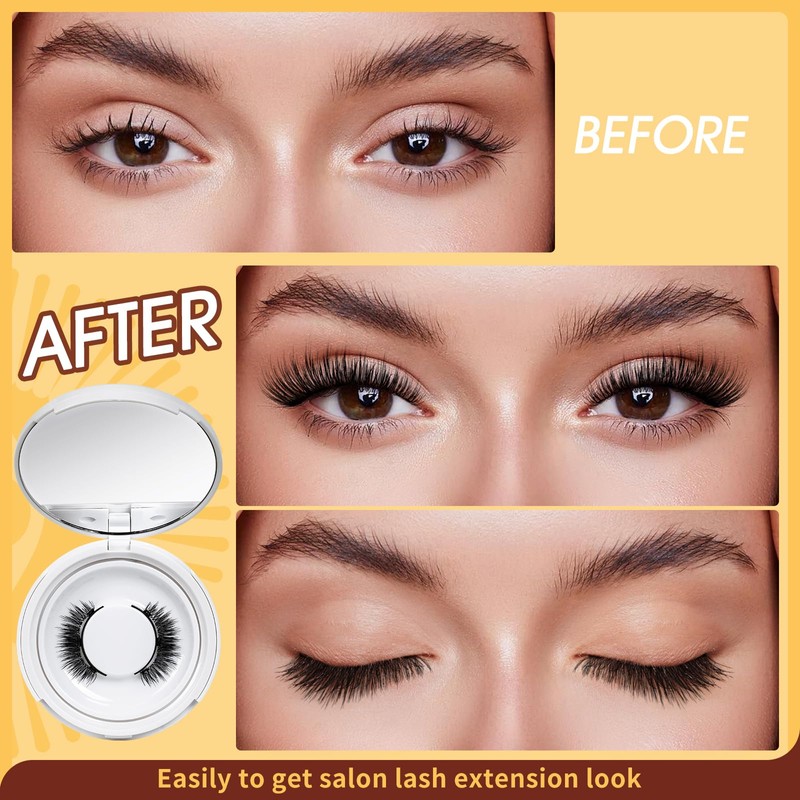 QUEWEL Magnetic Eyelashes Natural Look,2 pairs Reusable Magnetic Lashes kit