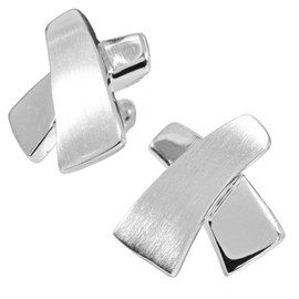 Vinani Ohrstecker Linien gekreuzt klein mattiert glänzend Sterling Silber 925 Kreuz Ohrringe OEC