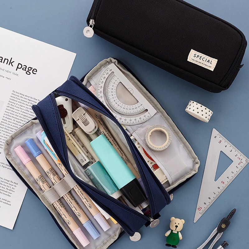 Canvas Pencil Case Large Capacity Pencil Cases Pencil Pouch with