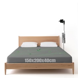 WingFly Grounding Fitted Sheets 150 x 200 cm Grounding Bed Sheet Grounding Mat with EU Grounding Cable Fitted Sheet Cotton Made of 90% Organic Cotton with 10% Silver Chamfer Ground Sheet for Better