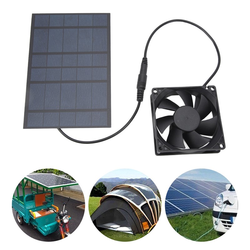 Solar Panel Fan Reduce Temperature Humidity IPX7 Waterproof Solar Powered