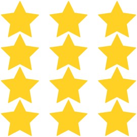 LiteMark Removable Matte Finish Yellow 4 Inch Star Decal Stickers, for Floors, Walls, Laptops, and Smooth Surfaces, (Pack of 12 Stars)