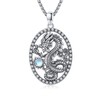CRWENG Dragon Necklace for Men 925 Sterling Silver Dragon Moonstone Pendant Jewelry Unisex Birthday Gift, Sterling Silver, Moonstone