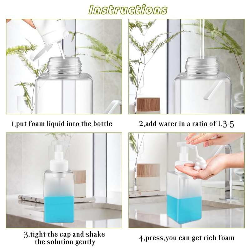 3 Pack Foaming Soap Dispenser Empty Plastic Foam Pump Bottle