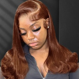 UCUVIC 16 Inch Chocolate Brown 13x4 Bob Wig Human Hair Frontal Lace Wig 180% Density Straight Hd Lace Front Wigs Human Hair Pre Plucked #4 Color Bob Wigs For Black Women Human Hair Natural Hairline