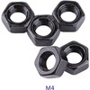 VOBOR M4 nut, black, pack of 100 nuts, M4 hex