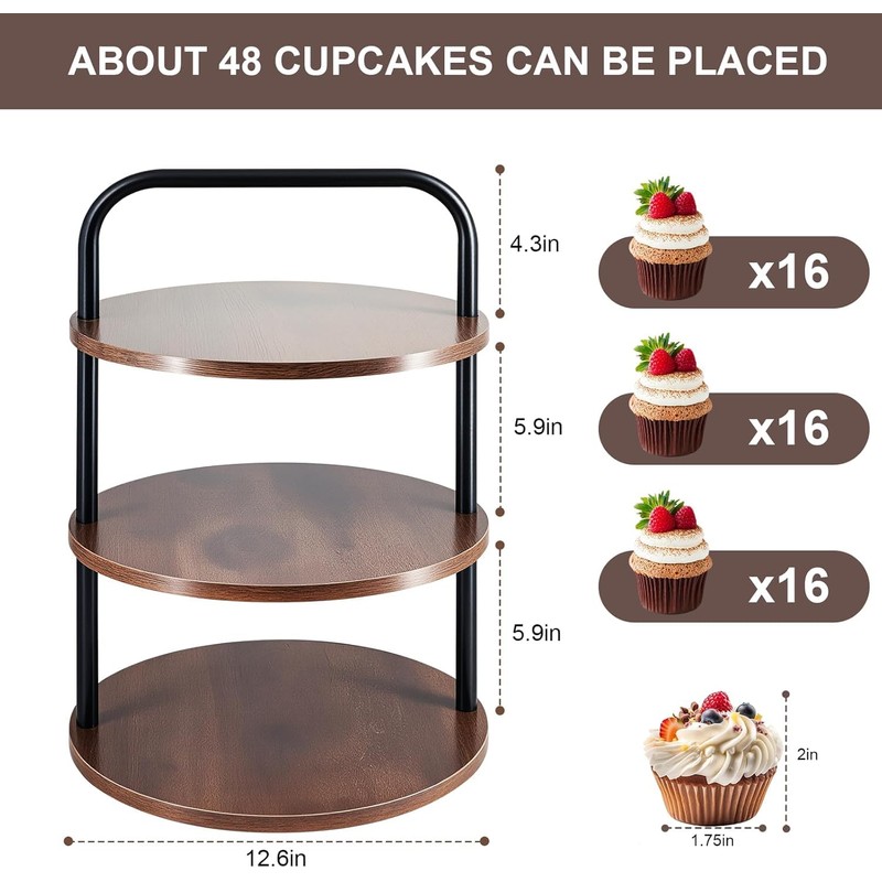 Wooden Cupcake Stand 2 Pack, Large Cupcake Tower Stand for
