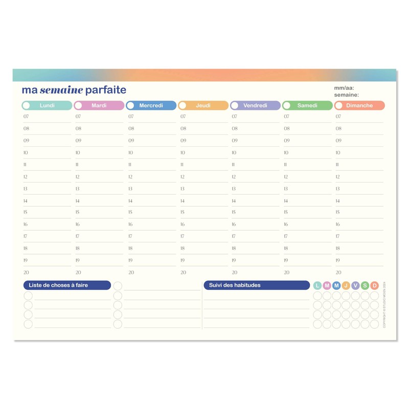 50 Sheets Weekly Planner A4 Size 29.7 x 21 cm
