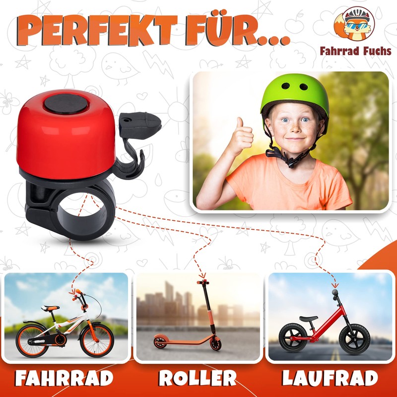 Children's Bicycle Bell - Red - Colourful Bicycle Bell Children