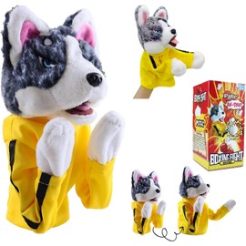 OBEST Husky Handschuh Puppe Plüschtier，Handpuppen Spielzeug,Interaktives Plüschtier für Kinder mit Soundeffekten