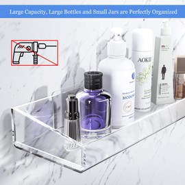 KATASKI Acrylic Bathroom Shelves,15.7inch Acrylic Shelf Transparent Wall Mounted，No-Drill Thick Clear Storage and Display Shelf, Floating Shelves.Transparent 2 Pack