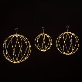 Lightshare 248LED 12IN+16IN+20IN Light Ball Yard Decoration Pathway Lights White Sphere Light Fold Flat Metal Frame Indoor Outdoor Waterproof Garden Lights, Plug in(Set of 3)