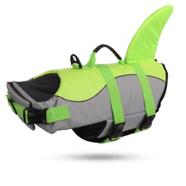 ASENKU Dog Life Jacket - Pet Safety Vest for Swimming & Boating, Shark Life Jacket with Floatation, Dog Lifesavers Swimsuits for Small Medium Large Dogs (Green, M)