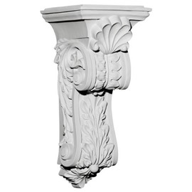 Ekena Millwork COR07X08X18SC 7 7/8-Inch W x 8 3/4-Inch D x 18 1/4-Inch H Scroll Leaf Corbel