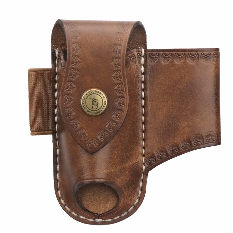 TOURBON Men Leather EDC Organizer Sheath Handmade Tactical Multitool Pouch