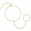 Fesciory 14K Gold Hand Chain Bracelet with Ring, Adjustable Finger
