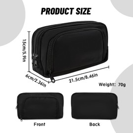 LJCZKA Large Capacity Pencil Case with 3 Compartments and Zipper for Students Stationery Pouch Bag for School Office College