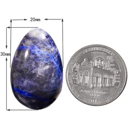 SUNYIK Pack of 4 Polished Worry Stone Crystal Eggs Decoration, Pocket Palm Healing Stone Set for Stress Reliving Chakra Reiki Meditation, Sodalite Stone